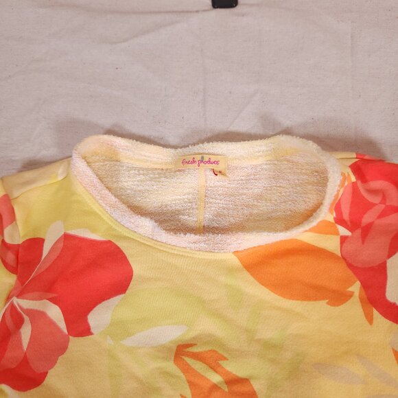 Fresh Produce Floral Terry Lined Soft Sweater Womens Medium Beach Summer USA - Picture 8 of 11